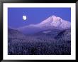 Moon Rises Over Mt. Hood, Oregon Cascades, Usa by Janis Miglavs Limited Edition Pricing Art Print