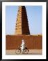 Robed Tuareg Man Cycling Past Minaret Of Mud-Brick Grande Mosquee, Agadez, Niger by Pershouse Craig Limited Edition Print