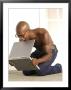 African-American Man Biting Laptop On The Floor by Jim Mcguire Limited Edition Pricing Art Print