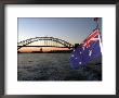 Australian Flag And Sydney Harbor Bridge At Dusk, Australia by David Wall Limited Edition Print