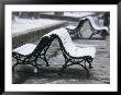 Isere Grenoble, Place Victor Hugo, Snow On Benches by Walter Bibikow Limited Edition Print