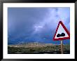 Road Sign Indicating Hilly Terrain, Isla De Fuerteventura, Canary Islands, Spain by Martin Lladã³ Limited Edition Print