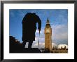 Big Ben And Silhouette Of Winston Churchill Statue by Dave Bartruff Limited Edition Print