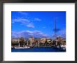 Boats Moored In Harbour With Buildings Behind, Barcelona, Spain by Anders Blomqvist Limited Edition Print