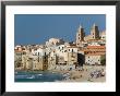 Town View With Duomo From Beach, Cefalu, Sicily, Italy by Walter Bibikow Limited Edition Print