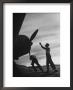 Us Marines Pushing Through The Props Of Bomber At Us Naval Base On Midway Island by Frank Scherschel Limited Edition Print