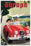 Travel Europe, Red Jaguar by Michael Crampton Limited Edition Print