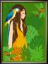 Girl In Tropical Paradise With Blue Bird by Noriko Sakura Limited Edition Print