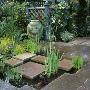 Water Feature: Square Stepping Stones Across Sunken Pond, Sunday Times Garden by Clive Nichols Limited Edition Print