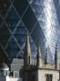 30 St Mary Axe, The Gherkin, City Of London, 1997 - 2004, Detail With St Andrew Undershaft In Fore by Richard Bryant Limited Edition Print