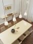 Modern Dining White Table And Pendant Lighting From Above by Richard Powers Limited Edition Print