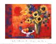 Red Still Life With Sunflowers by Ann Oram Limited Edition Print