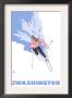 Washington - Ski Washington, Stylized Skier (Woman), C.2008 by Lantern Press Limited Edition Pricing Art Print