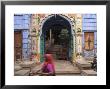 Street Sweeper Passing Open Porch Of Typical Old Haveli, Old City, Jodhpur, Rajasthan State, India by Eitan Simanor Limited Edition Print