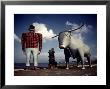 Painted Concrete Sculpture Of Paul Bunyon And His Blue Ox, Babe Standing On Shores Of Lake Bemidji by Andreas Feininger Limited Edition Pricing Art Print