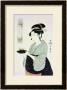 A Half Length Portrait Of Naniwaya Okita, The Famous Teahouse Waitress Serving A Cup Of Tea by Utamaro Kitagawa Limited Edition Print