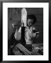 Worker At Roger Fare Glove Factory In Paris Stitching Some Detail By Hand by Gjon Mili Limited Edition Print