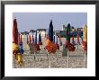 Beach And Rolled Up Umbrellas, Deauville, Basse Normandie (Normandy), France by Guy Thouvenin Limited Edition Print
