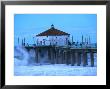 Waves Breaking Into The Pier At Manhattan Beach by Christina Lease Limited Edition Print