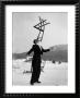 Head Waiter Rene Breguet Balancing Chair On Chin At Ice Rink Of Grand Hotel by Alfred Eisenstaedt Limited Edition Print