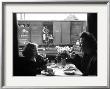 Wife And Daughter Of Us Soldier In First Class Dining Car Looking At German Expelles In Boxcars by Walter Sanders Limited Edition Print