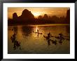 Bamboo Rafts On The Li River At Sunset, China by Keren Su Limited Edition Print