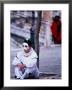 Character From Commedia Dell'arte In Pierrot Mask, Venice, Italy by Roberto Gerometta Limited Edition Print
