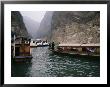 Boats Await Tourists In The Lesser Three Gorges Of The Yangtze by Eightfish Limited Edition Print