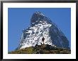 Hiker Below The Peak Of The Matterhorn, 4477M, Zermatt Alpine Resort, Valais, Switzerland by Christian Kober Limited Edition Print