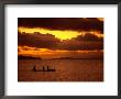 Sunset Over The Sea With An Outrigger In Silhouette, Upolu, Samoa, Upolu by Peter Hendrie Limited Edition Print