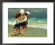 Two Girls In Sailor Suits Running On Beach by Chris Lowe Limited Edition Print