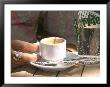 Espresso Coffee Cup And Glass Of Perrier Water On Cafe Table, Toulon, Var, Cote D'azur, France by Per Karlsson Limited Edition Print