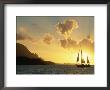 Sailing Yacht At Sunset Off Coast Of Hanalai Bay, Kauai, Hawaii, Usa by Rolf Nussbaumer Limited Edition Pricing Art Print