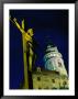 Statue Of Christ On Cross With Round Tower Of Cesky Krumlov Behind, Cesky Krumlov, Czech Republic by Richard Nebesky Limited Edition Print