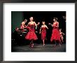 Four Models In Red Dresses Dancing Charleston For Article Featuring The Little Red Dress by Gjon Mili Limited Edition Print