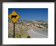A Stretch Of Road In New Mexico With A Yellow Cattle Crossing Sign by Todd Gipstein Limited Edition Print