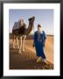 Berber Man Standing With His Camel, Erg Chebbi, Sahara Desert, Merzouga, Morocco, North Africa by Gavin Hellier Limited Edition Print