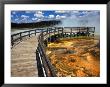 Boardwalk And Bacteria Mat, Black Sand Basin In Yellowstone, Wyoming, Usa by Carol Polich Limited Edition Print