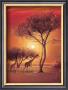 Sunset With Giraffes by Leon Wells Limited Edition Print