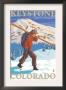 Skier Carrying - Keystone, Colorado, C.2008 by Lantern Press Limited Edition Pricing Art Print