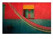 Detail Of Painted House Facade With Shutter And Hammock, La Venta Del Sur,Choluteca, Honduras by Jeffrey Becom Limited Edition Print