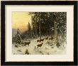 Deer In Winter Wooded Landscape by Arthur Julius Thiele Limited Edition Print