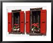 Red Shuttered Windows And Geraniums, Tasch, Near Zermatt, Valais, Switzerland by Ruth Tomlinson Limited Edition Pricing Art Print