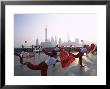 People Exercising At The Bund, Pudong Skyline In Background, Shanghai, China by Steve Vidler Limited Edition Print