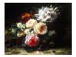 Still Life Of Pink Roses And Azalea by Jean Baptise Robie Limited Edition Print