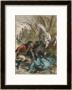 Woman Is Rescued From A Wild Boar During A Hunting Expedition by D. Eusebio Planas Limited Edition Print