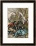 Woman Is Rescued From A Wild Boar During A Hunting Expedition by D. Eusebio Planas Limited Edition Print