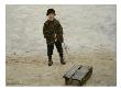 Briskeby Boy With Sledge, 1885 (Oil On Canvas) by Erik Theodor Werenskiold Limited Edition Pricing Art Print