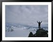 A Climber Raises His Arms In Triumph After Climbing Aurora Peak by John Burcham Limited Edition Print