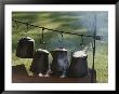 Four Metal Coffee Pots Steaming Over An Outdoor Grill by Michael S. Lewis Limited Edition Print